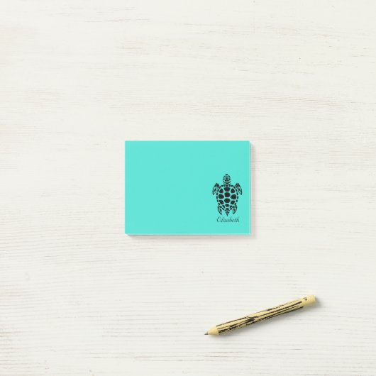 Aangepaste tribale Zee Turquoise Post-it® Notes (Op bureau)