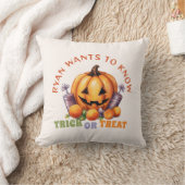 Aangepaste Trick or Treat Fun Pompoen Halloween Sn Kussen (Deken)