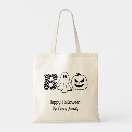 Aangepaste Trick or treat Halloween Boo Familie Tote Bag (Achterkant)