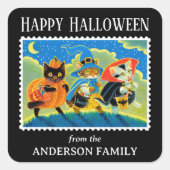 Aangepaste Trick or treat Halloween Cat Witch Vierkante Sticker (Voorkant)