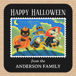Aangepaste Trick or treat Halloween Cat Witch Vierkante Sticker
