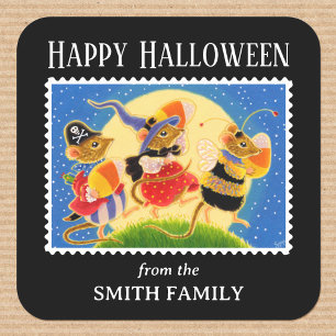 Aangepaste Trick or treat Halloween Mice Vierkante Sticker