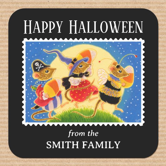 Aangepaste Trick or treat Halloween Mice Vierkante Sticker