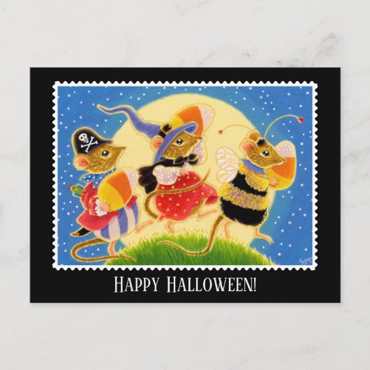 Aangepaste Trick or treat Halloween Schattigee mui Briefkaart (Voorkant)