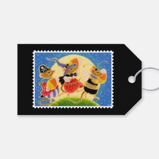 Aangepaste Trick or treat Halloween Schattigee mui Cadeaulabel (Voorkant (Horizontaal))