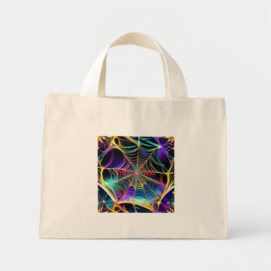 Aangepaste Trick or treat Halloween Spooky Cobweb Mini Tote Bag (Voorkant)