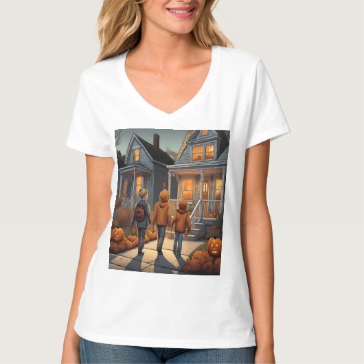 Aangepaste Trick or treat Halloween T-shirt (Voorkant)