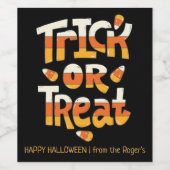 Aangepaste Trick or treat Halloween Wijn Etiket (Enkel label)