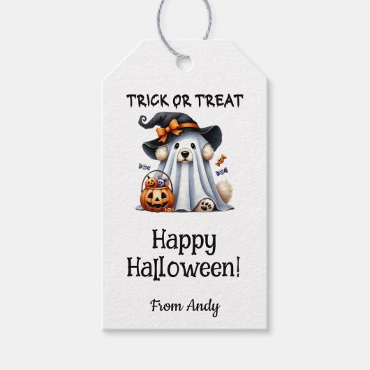 Aangepaste Trick or Treat Prettig Halloween Favor Cadeaulabel (Voorkant)