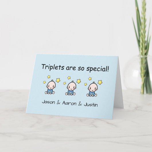 Aangepaste Triplets Gefeliciteerd Kaart, Triplet B Kaart (Voorkant)