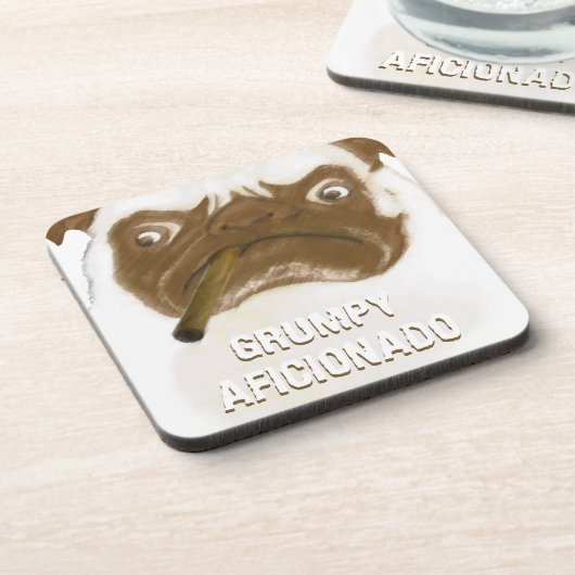 Aangepaste trommel AFICIONADO Puggy Cigar Bier Onderzetter (Linkerzijde)