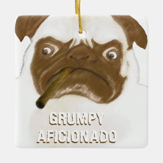 Aangepaste trommel AFICIONADO Puggy Cigar Keramisch Ornament (Voorkant)