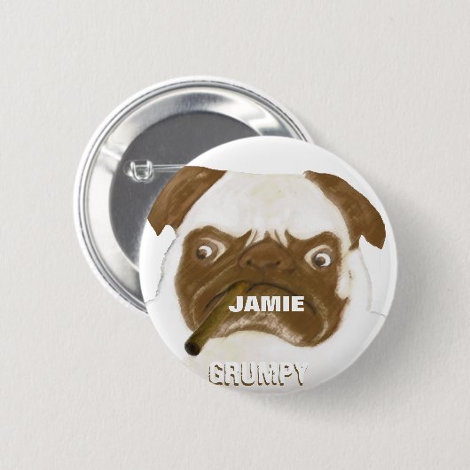 Aangepaste trommel AFICIONADO Puggy Cigar Ronde Button 5,7 Cm (Voorkant /achterkant)