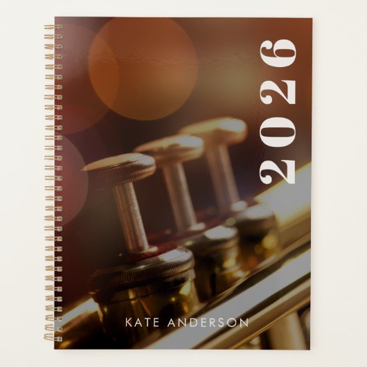 Aangepaste trompetmuzikant Modern Jaar 2026 Planner (Voorkant)