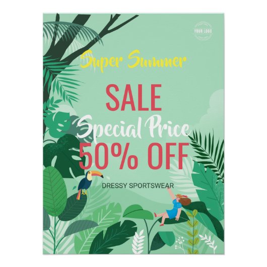 Aangepaste Tropical Forest Summer Sale Zakelijke a Perfect Poster (Voorkant)