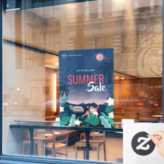 Aangepaste Tropical Palm Summer Sale Zakelijke adv Raamsticker (Cafe Raam)