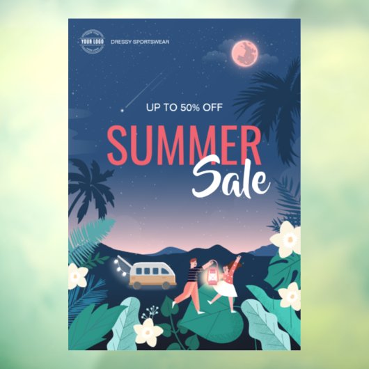 Aangepaste Tropical Palm Summer Sale Zakelijke adv Raamsticker (Vel 3)