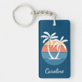 Aangepaste Tropisch Eiland Strand Oceaan Zonsonder Sleutelhanger (Voorkant)