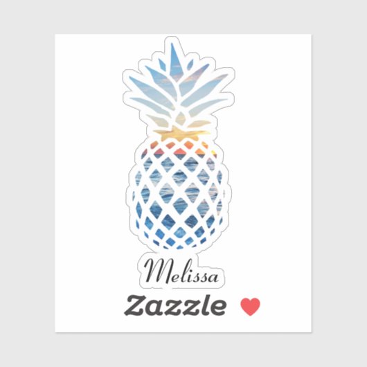 Aangepaste tropische ananas Sunset Beach Sticker (Vel)