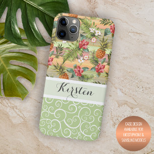Aangepaste Tropische Ananaskleurig Bloemmotief Case-Mate iPhone Case