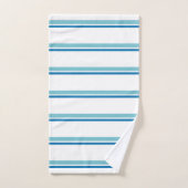 Aangepaste tropische Aqua Blue en White Striped Bad Handdoek (Handdoek)