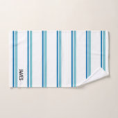 Aangepaste tropische Aqua Blue en White Striped Bad Handdoek (Handdoek)