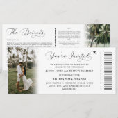 Aangepaste Tropische Bestemming Boarding Pass Wedd Kaart (Voorkant / Achterkant)