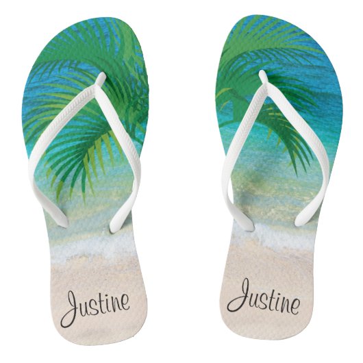 Aangepaste tropische bestemming teenslippers (Voetbed)