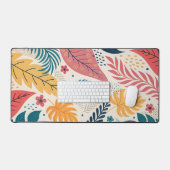 Aangepaste Tropische Bladeren Desk Mat - Fris & St (Keyboard & Muis)