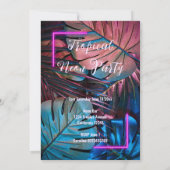 Aangepaste tropische bladeren Neon Pink 50e verjaa Kaart (Achterkant)