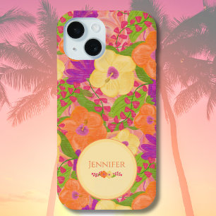 Aangepaste Tropische Bloei Hoes– Bloemige Phone Ca iPhone 15 Case