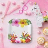 Aangepaste Tropische Bloemen Hibiscus Party Papieren Bordje (Feest)