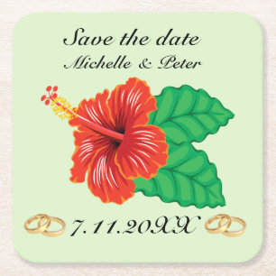 Aangepaste Tropische bruiloft "Save the Date" Kartonnen Onderzetters