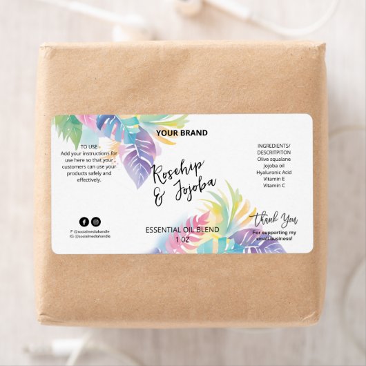 Aangepaste Tropische Dropper Fles Product Labels (Insitu)