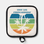 Aangepaste tropische eiland huis palmbomen pannenlap (Voorkant)