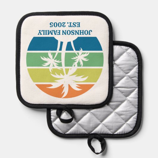 Aangepaste tropische eiland huis palmbomen pannenlap (Voorkant / Achterkant)