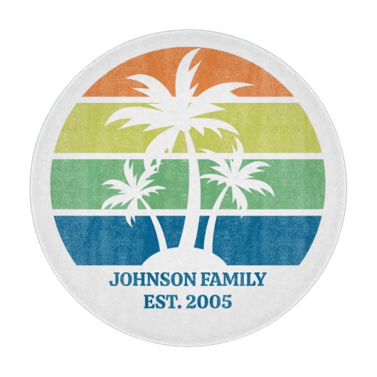 Aangepaste tropische eiland huis palmbomen snijplank (Voorkant)