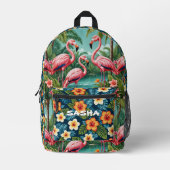 Aangepaste Tropische Flamingo Hawaiian Rugzak (Voorkant)