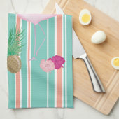 Aangepaste Tropische Flamingo Tea Towel Theedoek (Quarter Fold)
