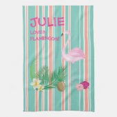 Aangepaste Tropische Flamingo Tea Towel Theedoek (Verticaal)