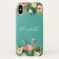 Aangepaste tropische Floral Flamingo Blauwgroen