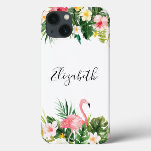 Aangepaste tropische Floral Flamingo Tough Case-Mate iPhone Case