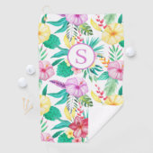 Aangepaste tropische Floral Golfhanddoek (Insitu)