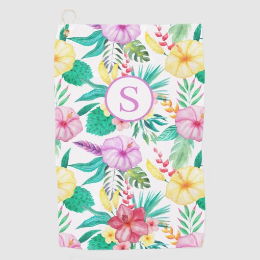 Aangepaste tropische Floral Golfhanddoek (Voorkant)