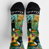 Aangepaste tropische Floral toucans op zwart Sokken (Top)
