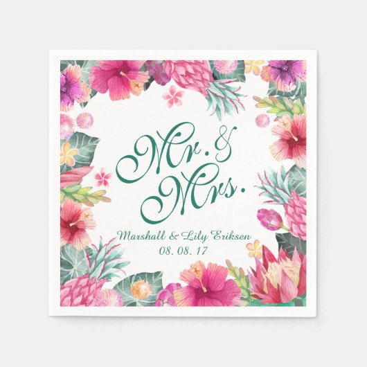 Aangepaste Tropische Floral Wedding | Napkin Servet (Voorkant)