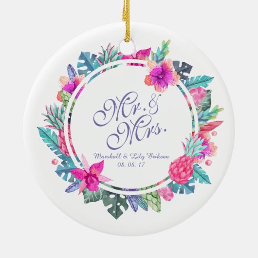 Aangepaste Tropische Floral Wedding | ORNAMENT (Achterkant)