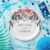 Aangepaste Tropische Floral Wedding Papieren Bordje (Feest)