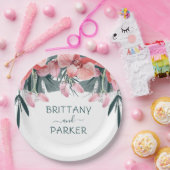 Aangepaste Tropische Floral Wedding Papieren Bordje (Feest)