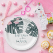 Aangepaste Tropische Floral Wedding Papieren Bordje (Feest)